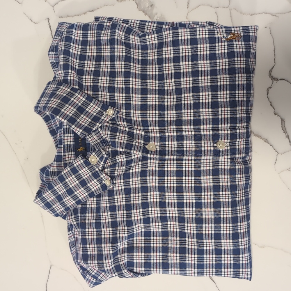 Ralph Lauren Navy and White Plaid Shirt